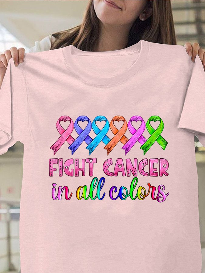 Breast Cancer Print Casual T-Shirt