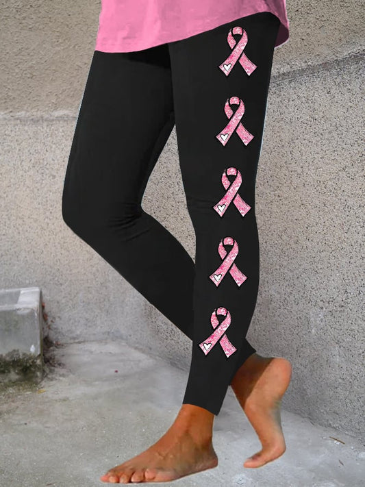 Women's Pink Ribbon Breast Cancer Awareness Leggings