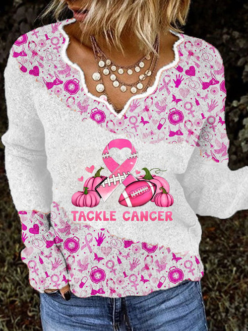 Breast Cancer Women's Day Print Knit Top